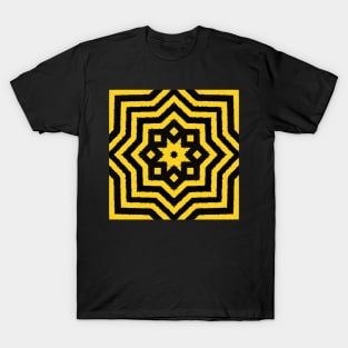 HIGHLY Visible Yellow and Black Line Kaleidoscope pattern (Seamless) 16 T-Shirt